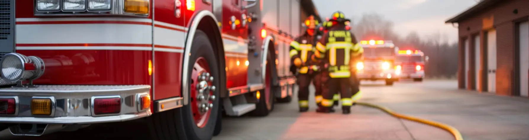 firefighters beside firetruck